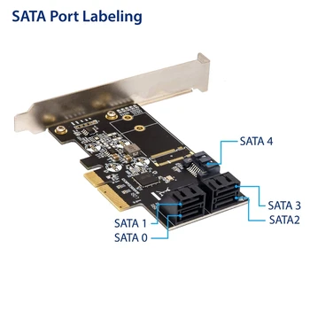 5 Ostas Non-Raid, SATA III 6GB/S Pci-E X4 Controller Card Desktop PC Atbalsta SSD un HDD ar Zema Profila Kronšteins.