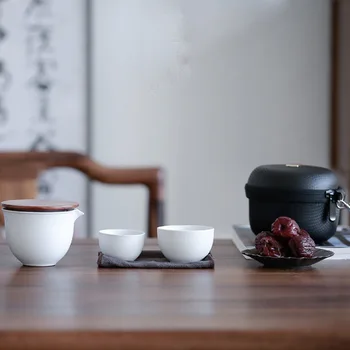 Japāņu Keramikas Tējkanna Ar 2 Tases Gaiwan Tējas Komplekti Portatīvie Ceļojumu Tējas Komplekti Drinkware Retro Dizainers Teaware Dāvana Draugam