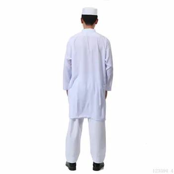 Bisht arābu Samta Musulmaņu Apģērbu divdaļīga Islāma Halāti, Vīriešu Kaftan Stand Apkakli Kostīmu Saūda Arābija Thobe Pakistāna Bezmaksas