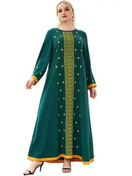 Abaya Islāma Sieviešu Arābijas Tērpu Modes Zaļo Valsts Ērti Izšūšanas ar garām Piedurknēm daudzslāņu Kroku Mca9576