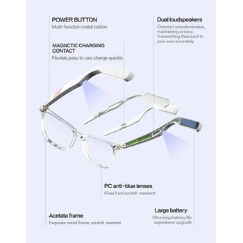MOOL Bluetooth 5.0 Viedās Brilles Bezvadu Stereo Bluetooth Saulesbrilles Smart Sporta Brilles Āra Audio Saulesbrilles