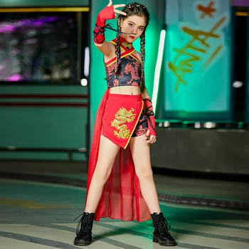 Ir 2021. Jaunu Meiteņu Džeza Deju Apģērba Bērnu Ielu Deju Skatuves Sniegumu Kostīmi Ķīniešu Stilā Catwalk Show Tērpiem