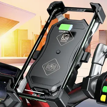 3.5-6.5 collu Tālruņa Turētājs Motociklu QC3.0 Bezvadu Lādētāju Stūres Velosipēdu Turētājs Ātri Uzlādēt USB Lādētāju GPS Mount Bracket