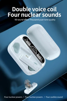 Dubultā Kustīgu Spoli Bluetooth Austiņas, Bezvadu Pārnēsājamās Austiņas IPX7 Ūdensizturīgs auss Sporta Austiņas 9D Trokšņa Samazināšana