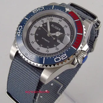 40mm bliger pelēks dial caremic sapphire kristāla automātiskā kustības mens watch 123