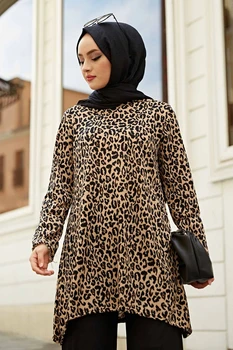 Sieviešu Leopard Dubultā Kombināciju Uzvalks Bikses + Tunika 2 Gabals Apģērbu, Dubaija Modes Musulmaņu Hijab Jauno Sezonu% 100 Izgatavots Turcijā