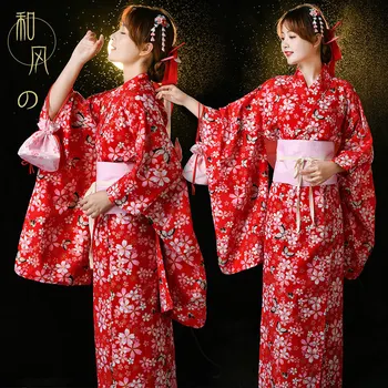Japānas Tradicionālā Stilā, Apdrukāta Kokvilnas Kimono Iedeguma Mājas Peldmētelis Meitene Cosplay Posmā Diy Aksesuārus Kostīms Geišas Apģērbs Jaunas