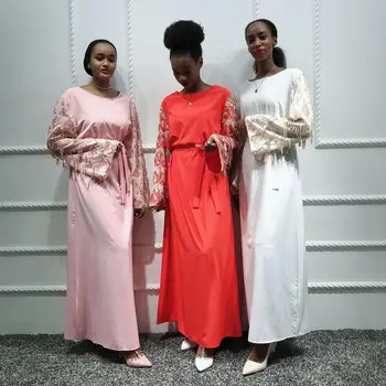 Sieviešu Kaftan Caftan Islāma Apģērba Turku Kleitu, Tērpu Femme Drēbes Sequin Pušķis Abaya Dubaija Musulmaņu Kleita, Hijab Abaya