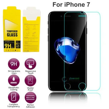 Vairumtirdzniecības 200pcs iPhone 7 plus Rūdīta Stikla Ekrāna Aizsargs 2.5 D 9H Grūti 0.3 mm iPhone7 Rūdīts Aizsardzības Plēves