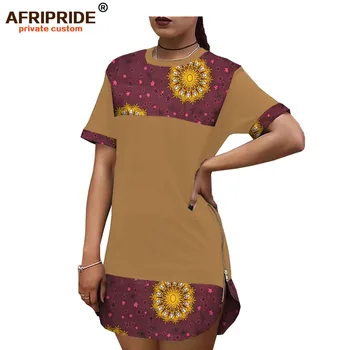 2019 Āfrikas vasarā jaunu garš krekls sievietēm ar Divām metāla rāvējslēdzēji ankara un krāsu auduma dashiki pieguļoša mini kleita A1925104