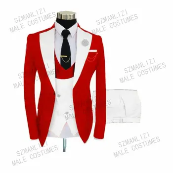 SZMANLIZI Jauns Dizains Custom Made Oficiālu Kāzu Uzvalki Vīriešu Slim Fit Līgavainis Uzvalku Puse Kleita Uzvalki 3 Gabals Labākais Cilvēks Žakete
