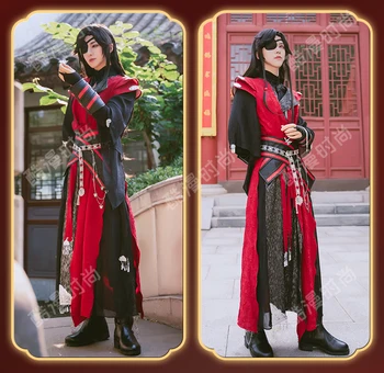 Anime Heaven Ierēdņa Svētī Huacheng Cosplay Kostīmi, Melnā un Sarkanā krāsā Tērpiem Hanfu Pilns Komplekts Tian Guan Ci Fu Hua Cheng cos Kostīmi