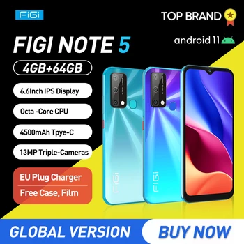 FIGI 5. Piezīme Android 11 Mobilais Tālrunis Octa Core 6.6