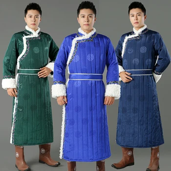 Ziemas Ķīniešu Stilā Tang Atbilstu Augstas Kvalitātes Hanfu Bieza Kokvilnas Mētelis etniskā stila Drēbes stāv apkakle Vīrieši Ilgi, Ķīna Jaka Topi