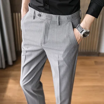Korejas Stilu Formālās Bikses Vīriešu Slim Britu Uzņēmuma Birojā Kleitu Bikses Vīriešu Piliens Kuģa Uzvalku Bikses Cietie