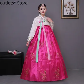 Hanbok Kleita Korejiešu Tradicionālās Tiesa Kostīmu Hanbok Sequin Lielās Šūpoles, Svārki Sieviešu Dejas Tērps