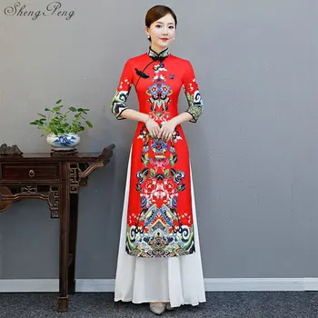 2019. gada vasaras ierašanās aodai vjetnama qipao kleita sieviešu tradicionālo apģērbu ao dai kleitas austrumu kleita sievietēm V1552