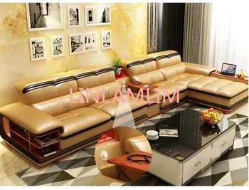Dzīvojamā Istaba Dīvāns uzglabāšanas stūrī nekustamā īstas ādas dīvāni salons dīvāns puff asiento muebles de sala canape L formas dīvāns cama