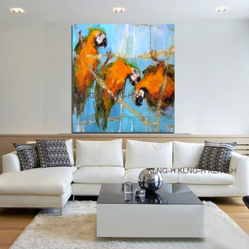 Roku apgleznoti eļļas glezna dzīvnieku attēlu skaists papagailis putnu apgleznošanas mākslas dīvāns sienas sistēmu mājas dekoratoru zāle (nr.)