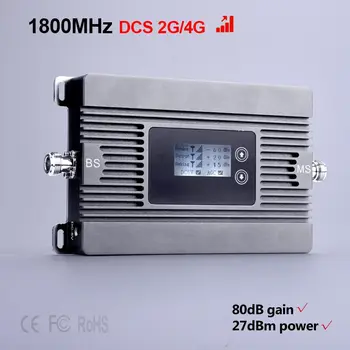 Liela Jauda, mini 1800MHz DCS (2g 4g mobilā signāla pastiprinātājs 80dBi signāla atkārtotājs 2g 4g mobilā tīkla signāla pastiprinātājs Vienīgā ierīce,+Plug