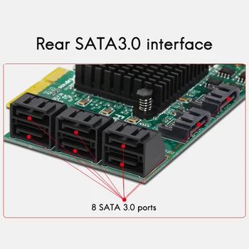 PCI-E SATA Paplašināšanas Karti PCI-E X4 8-Port SATA3.0 Paplašināšanas Karti 6G SSD Solid State Drive Karšu Adapteri