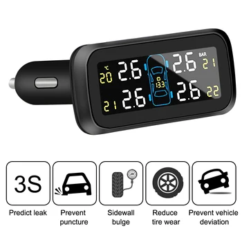 Smart Riepu Spiediena kontroles Sistēma piepīpētāja Tips TPMS Bezvadu Ciparu LCD Displejs ar Auto Drošības Signalizācijas Sistēmas TPMS