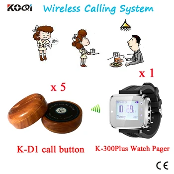 Jaunas Ielidošanas Zvanu Viesmīlis Sistēmu K-300plus+K-D1 Bezvadu rokas pulksteni sistēmas 433mhz bezvadu skaņas sistēma, bezvadu zvans zvanu sistēma