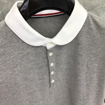 THOM T-Shir Zīmola Polo Apģērba Kārta-Apkakle Daudzām Īsām Piedurknēm Kokvilnas, 4-Joslu Strīpas Pāris Vasaras sporta Krekls