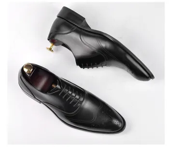 Īstas ādas ilgi norādīja vīriešu biznesa kleitu kurpes Āpsis cirsts vīriešu Oxford kāzu kurpes Vīriešiem Elpojošs Vasaras Kurpes