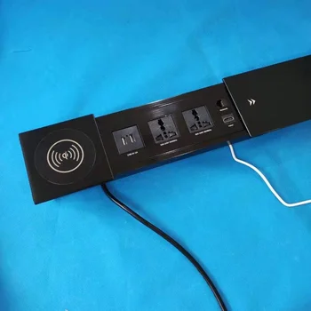 Jauns Dizains, Bīdāmās Elektriskā QI Bezvadu Desktop Lādētāja Ligzda/Pielāgots Slēptās Konferences Tabulā Vāciņu Bezvadu Ligzda