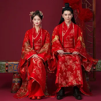 Ming Dinastijas Ķīniešu Stilā Hanfu Kāzu Tērpu Apģērbu Standarta Senās Ķīnas Sieviešu Līgava Phoenix Kleita Vīriešiem Līgavainis Pūķis Drēbes