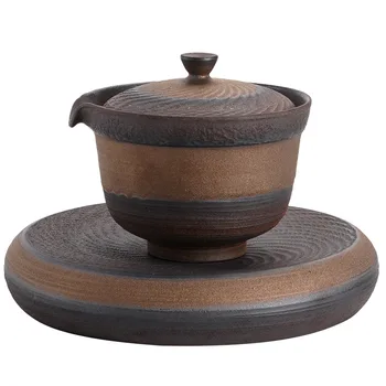 Japāņu Kokgriezums Hanbo Pot Porcelāna Kung Fu Tējas Komplekts Tējkanna Vienu Tureen Sadzīves Retro Keramikas Tējas Padarot Ierīci Gaiwan