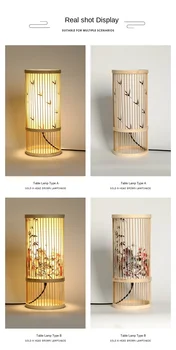 Ķīnas Galda Lampa Jaunais Ķīnas Guļamistabas Gultas Lampa, Bambusa Mākslas Lampas Dzīvojamā Istabā Studiju Bambusa Aušanas Nakts Gaisma
