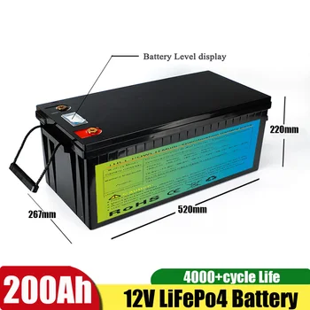 12V lifepo4 200Ah nav 100ah Akumulators RV ar BMS Āra Kempings un Saules Inverter +20A Lādētāju