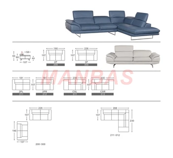 MANBAS dzīvojamā istaba Dīvāns funkcionālās īstas ādas dīvānā, L formas, stūris Ziemeļvalstu mūsdienu muebles de sala cama puff asiento sala fut