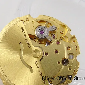 Augstas Kvalitātes Visu Dzeltena Zelta 26mm*7,5 mm Automātiska pulksteņa mehānismu 21 Dārgakmeņiem MIYOTA 8215 Datums, Funkcija Nav Otrā Hack