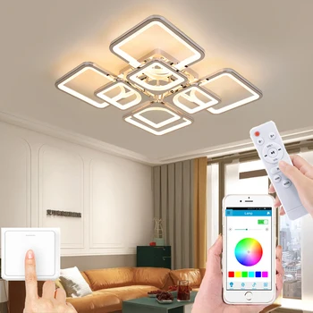 Mūsdienu LED griestu lampas, dzīvojamās istabas griestiem lustra guļamistaba apgaismojums dzīvokļu viesnīca interjera lampas RC dimming lampas