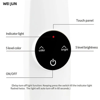 Ilgi roku galda lampas biroja galda lampas, plaša teritorija LED gaismas 5 krāsas līmeņos regulējams spilgtums acu aizsardzība lampas studiju usb