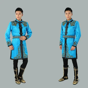 Āzijas vintage ikdienas dzīvē Kostīmu Tradicionālo etnisko apģērbi vīriešiem tang uzvalks top mongolijas austrumu vīriešu jaka
