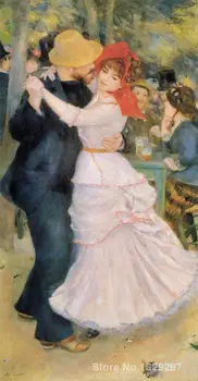 Foto uz audekla eļļas glezna Pierre Auguste Renoir Roku darbs sienas māksla, Deja pie Bougival Oriģināls, Augsta kvalitāte