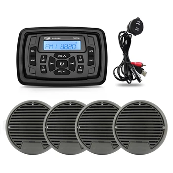 Ūdensizturīgs Jūras Radio Audio Stereo Bluetooth Uztvērējs FM AM Auto MP3 Atskaņotājs+2 Pāri 3 collu Jūras Skaļruņi+USB Laivu Audio Kabelis