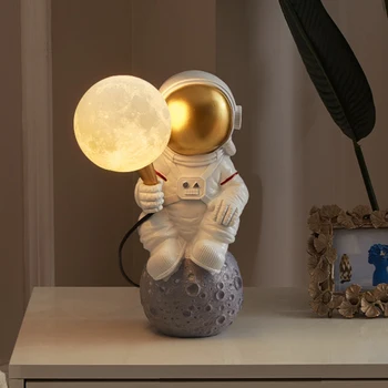 Ziemeļvalstu Apdare Dāvanu Nakts Gaisma LED Astronauts Galda Lampa Personības viesistaba, Guļamistaba, Bērnu Istaba Mēness Izpēte