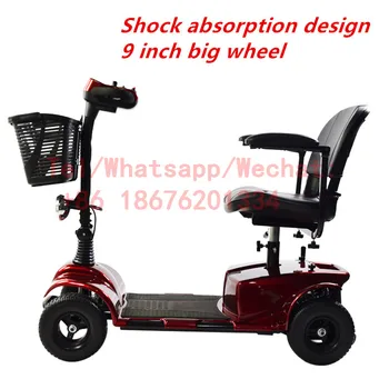 Bezmaksas Piegāde Āra ceļojumu 4 Riteņu Locīšanas Invalīdiem, Elektriskais Tricikls Mobilitātes Motorolleri ratiņkrēslu