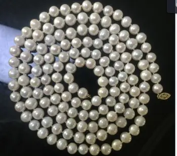 Skaisti AAA 9-10 mm dienvidu baltu pērļu kaklarotu 50inch Dzeltena Aizdare