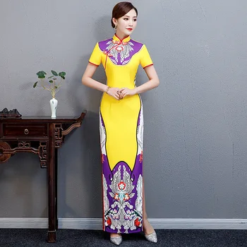 Mūsdienu Cheongsam Sievietes ilgi Qipao Ķīnas Puse Kleita Vintage Ao Dai Eleganta kleita Uzlabot Qi Pao Vestido