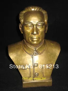 Wang 000888 Ķīniešu bronzas premier Zhou Enlai Skulptūru statuja 8