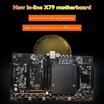 X79 H61 BTC Miner Mātesplati ar Switch Kabelis+24Pins Strāvas Savienotājs+Fanu Atbalstu 3060 3070 3080 GPU 5 PCIE Mātesplati