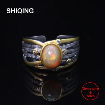 SHIQING Boutique īsto dabu opal vintage sudraba gredzenu, lai atvērtu vīrietis