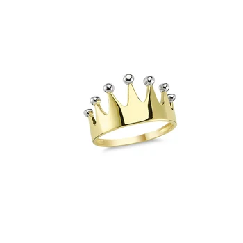 14K tīra Zelta Princess Crown Dāmas Gredzens