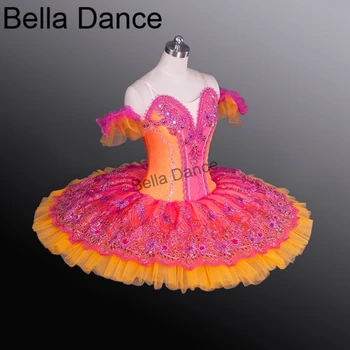Sieviešu Profesionālā Baleta Tutu Kostīms, Sarkans Oranžs Balerīna Riekstkodis Darbības Tutus Klasiskā Baleta Skatuves Tērpiem BT9058